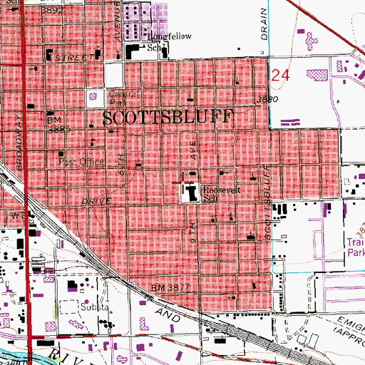 Topographic Map of Roosevelt School, NE