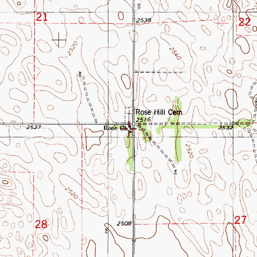 Topographic Map of Rose Church, NE