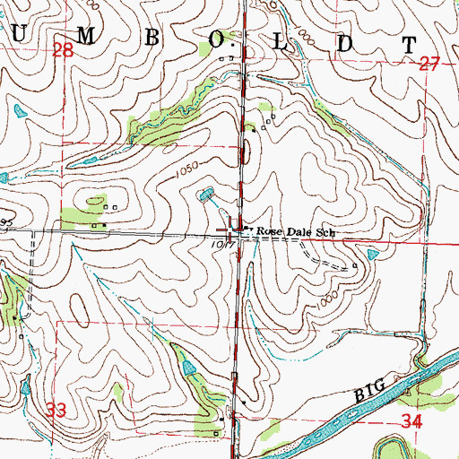 Topographic Map of Rose Dale School, NE