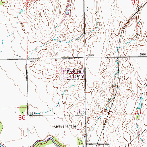 Topographic Map of Rose Hill Cemetery, NE