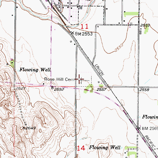 Topographic Map of Rose Hill Cemetery, NE