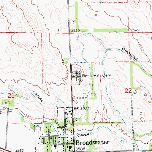 Topographic Map of Rose Hill Cemetery, NE