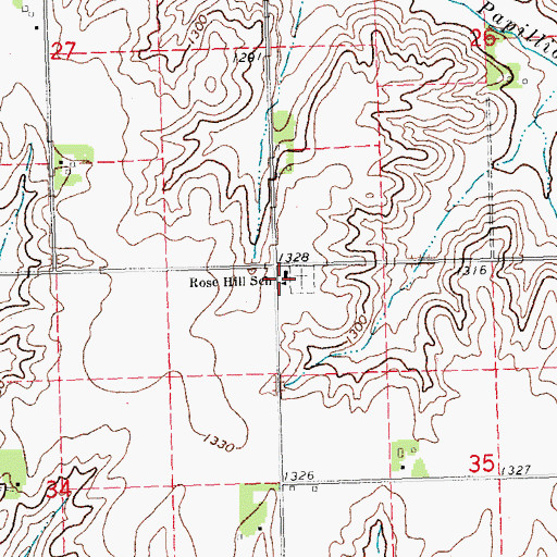 Topographic Map of Rose Hill School, NE