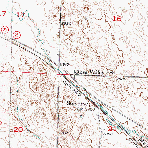 Topographic Map of Rose Valley School, NE