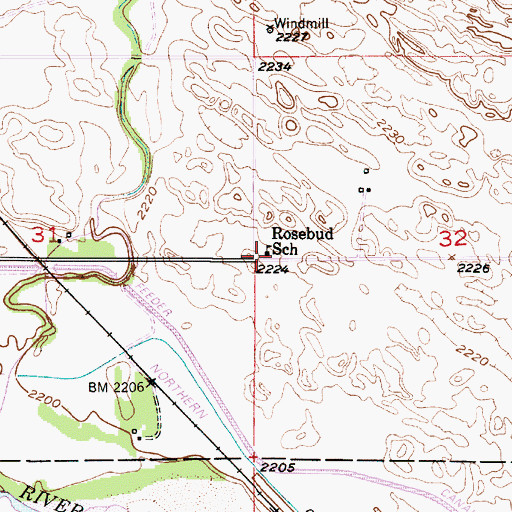 Topographic Map of Rosebud School, NE