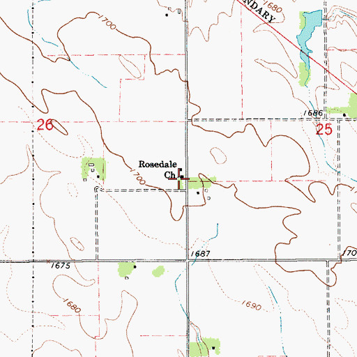 Topographic Map of Rosedale Church, NE