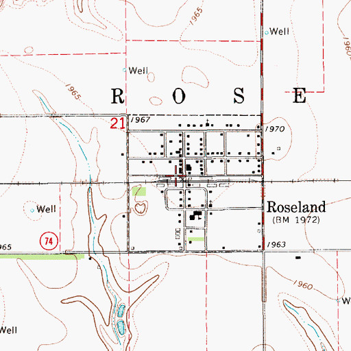 Topographic Map of Roseland, NE