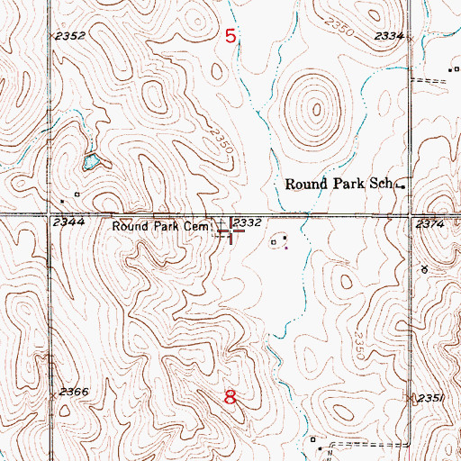 Topographic Map of Round Park Cemetery, NE