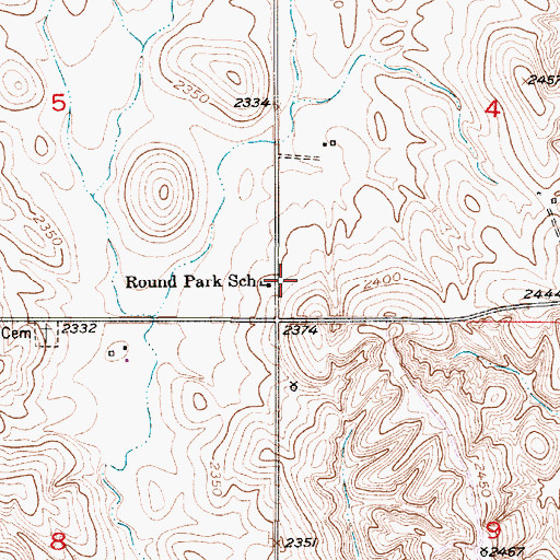 Topographic Map of Round Park School, NE
