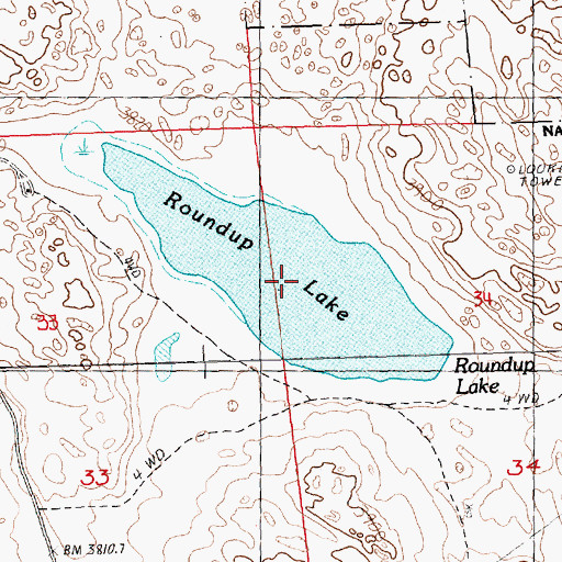 Topographic Map of Roundup Lake, NE