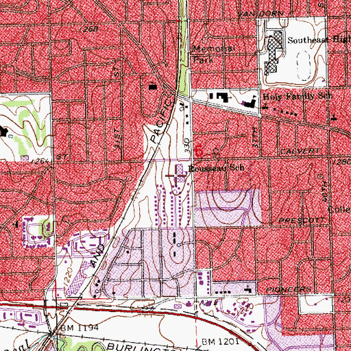 Topographic Map of Rousseau Elementary School, NE
