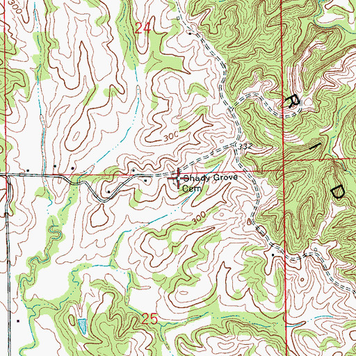 Topographic Map of Shady Grove Cemetery, AR