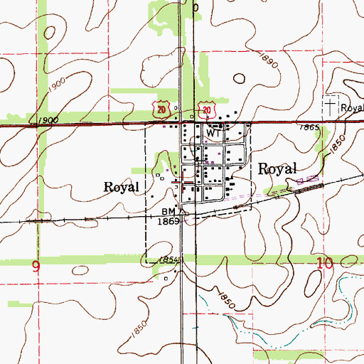 Topographic Map of Royal, NE