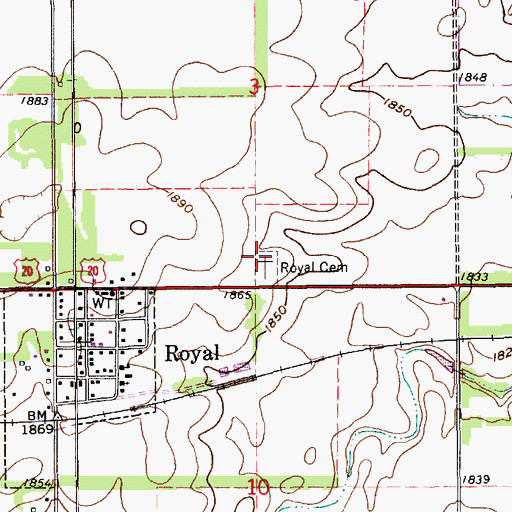 Topographic Map of Royal Cemetery, NE
