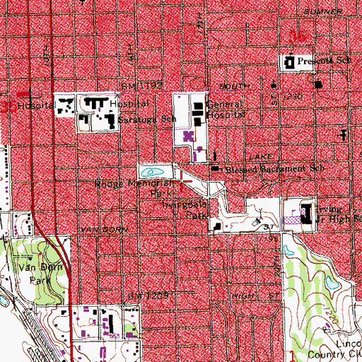 Topographic Map of Rudge Memorial Park, NE