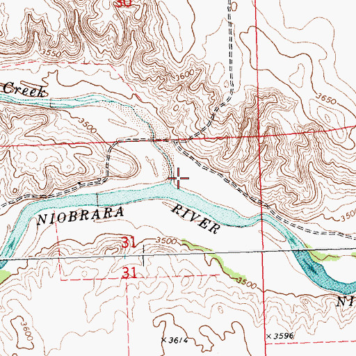 Topographic Map of Rush Creek, NE