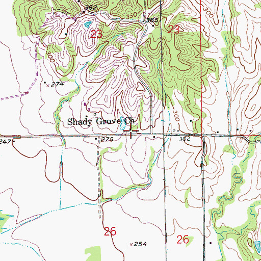 Topographic Map of Shady Grove Church, AR