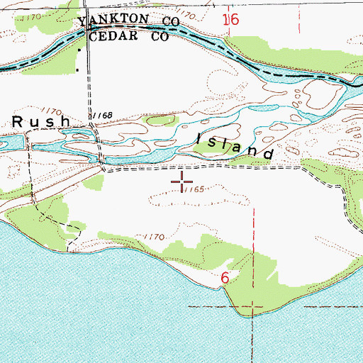 Topographic Map of Rush Island, NE