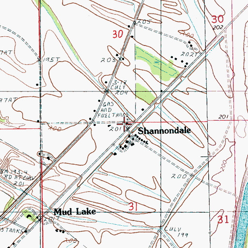 Topographic Map of Shannondale, AR