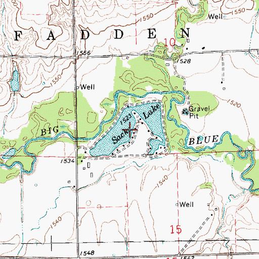 Topographic Map of Sacks Lake, NE