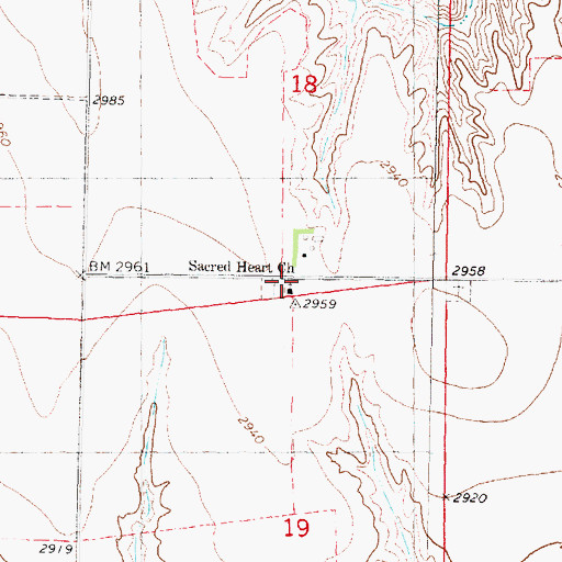 Topographic Map of Sacred Heart Church, NE