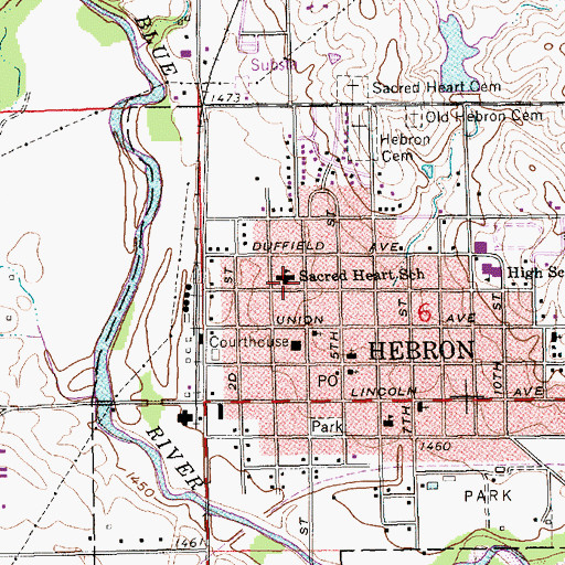 Topographic Map of Sacred Heart School, NE