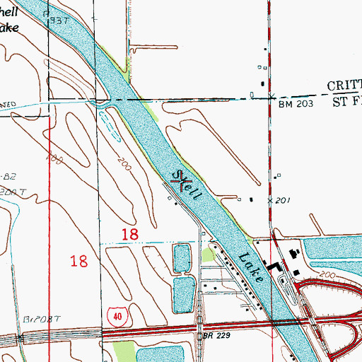 Topographic Map of Shell Lake, AR