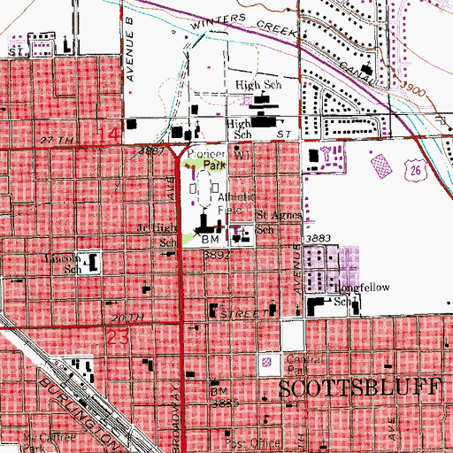 Topographic Map of Saint Agnes School, NE