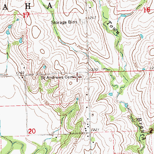 Topographic Map of Saint Andrews Cemetery, NE