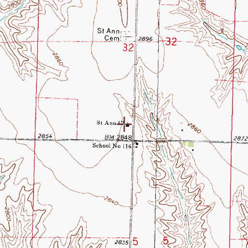 Topographic Map of Saint Ann Church, NE
