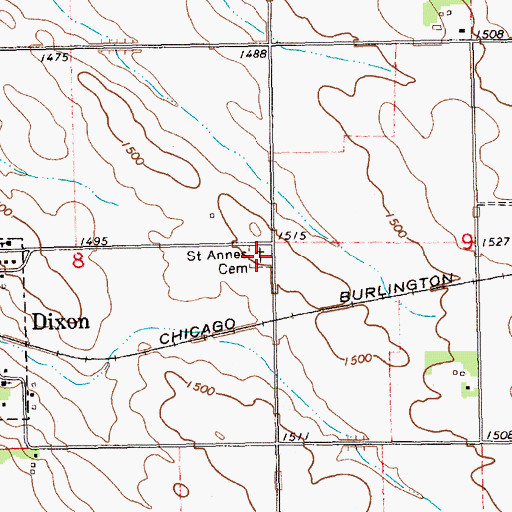 Topographic Map of Saint Annes Cemetery, NE