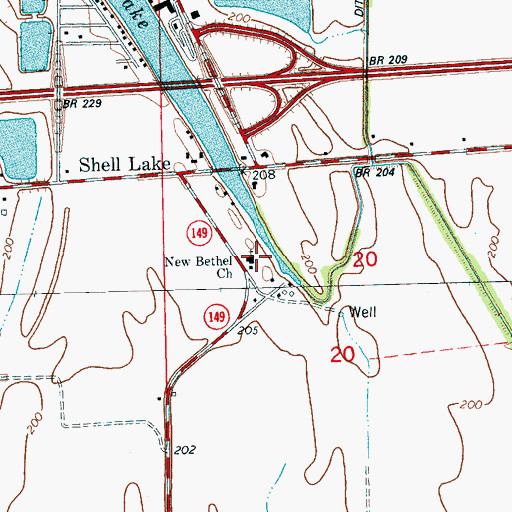 Topographic Map of New Bethel Church, AR