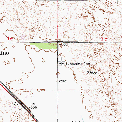 Topographic Map of Saint Anselms Cemetery, NE