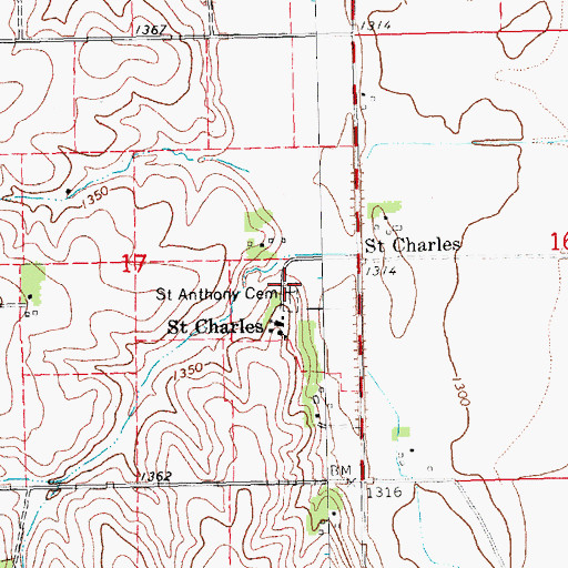 Topographic Map of Saint Anthony Cemetery, NE