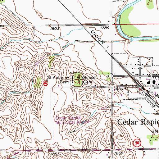Topographic Map of Saint Anthony Cemetery, NE