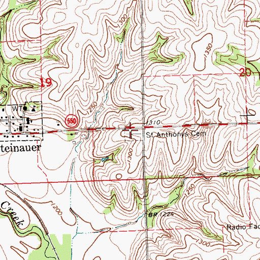 Topographic Map of Saint Anthonys Cemetery, NE