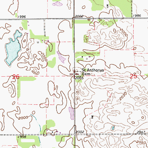 Topographic Map of Saint Anthonys Cemetery, NE