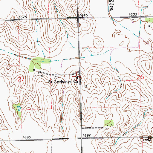Topographic Map of Saint Anthonys Church, NE