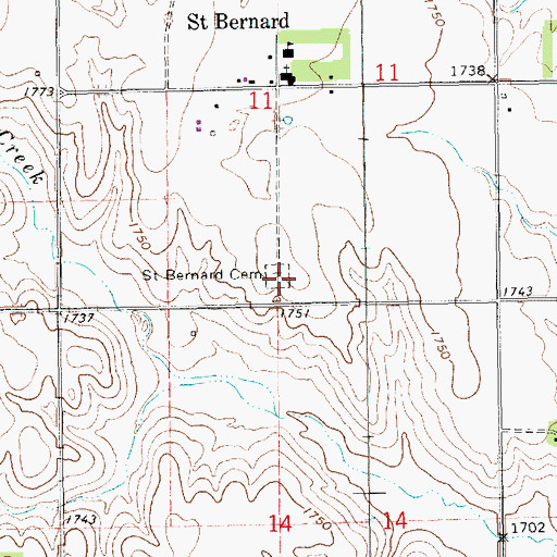 Topographic Map of Saint Bernard Cemetery, NE