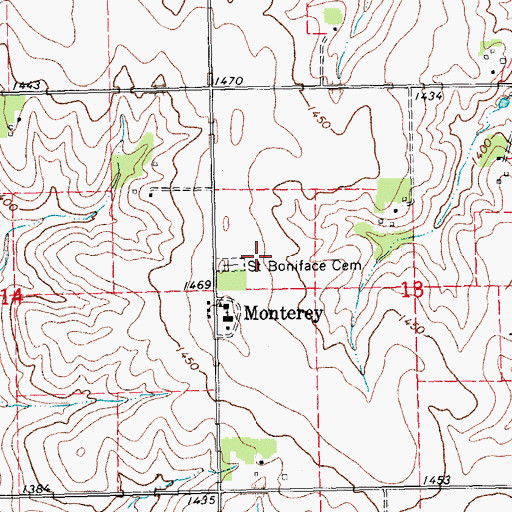 Topographic Map of Saint Boniface Cemetery, NE
