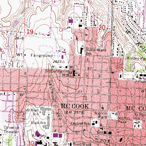 Topographic Map of Saint Catherines Hospital, NE