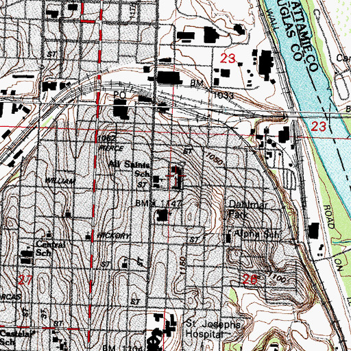 Topographic Map of Saint Catherines Hospital, NE