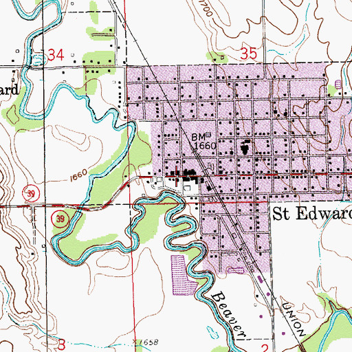 Topographic Map of Saint Edward, NE