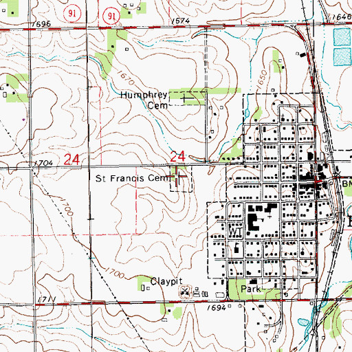 Topographic Map of Saint Francis Cemetery, NE