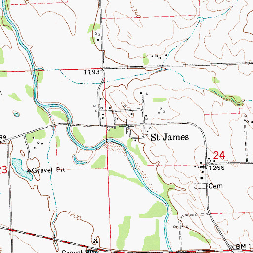 Topographic Map of Saint James, NE