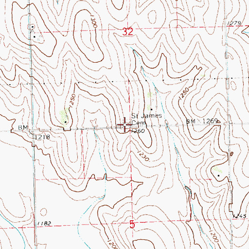 Topographic Map of Saint James Cemetery, NE