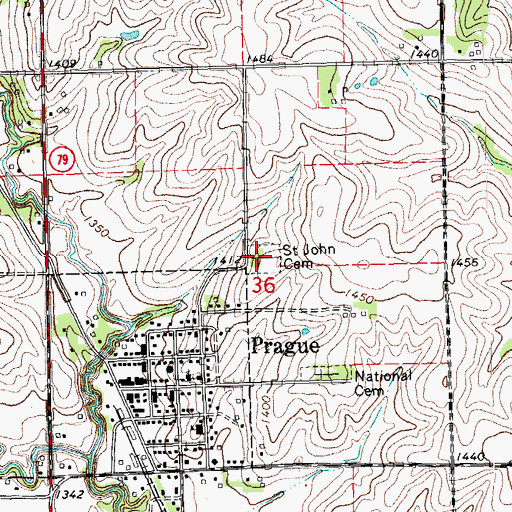 Topographic Map of Saint John Cemetery, NE