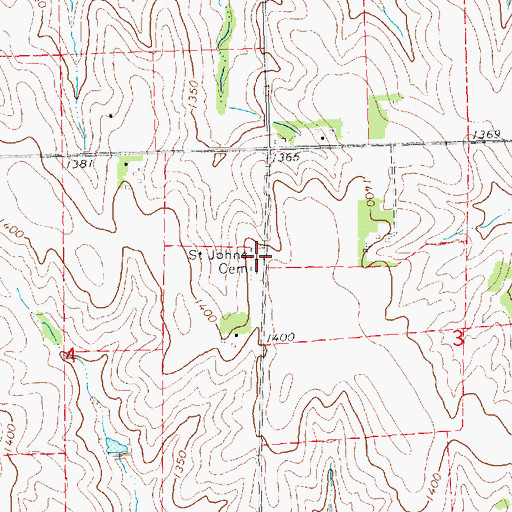 Topographic Map of Saint Johns Cemetery, NE