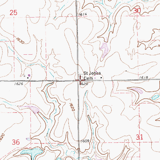 Topographic Map of Saint Johns Cemetery, NE