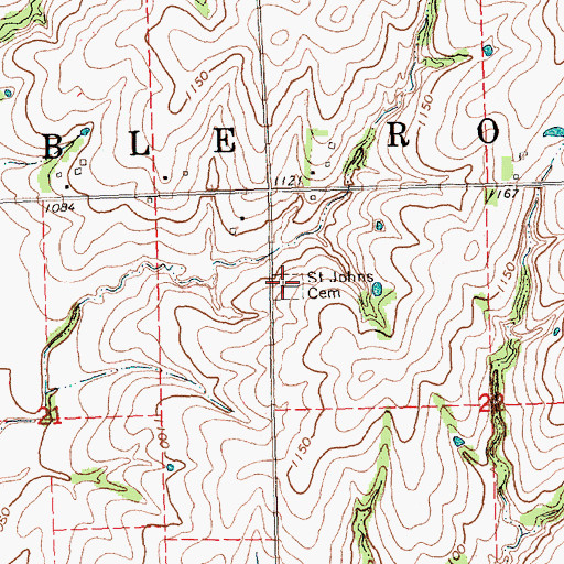 Topographic Map of Saint Johns Cemetery, NE